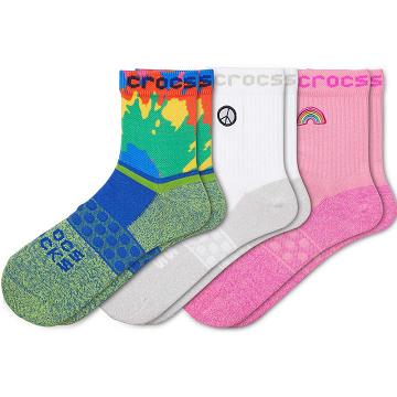 Calcetines Crocs Adult Quarter Graphic 3-Pack Mujer Rosas | Mexico 1634CTVE